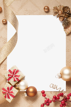 金色的表圣诞节海报背景边框元素高清图片