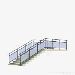 立体楼梯玻璃栏杆素材