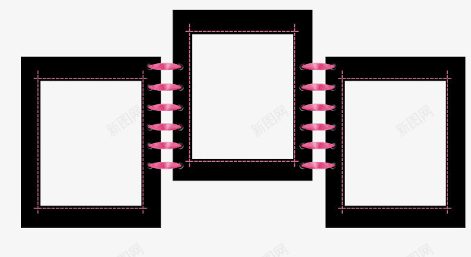 黑色相框png免抠素材_新图网 https://ixintu.com 手绘 环扣 相框 简图 黑色