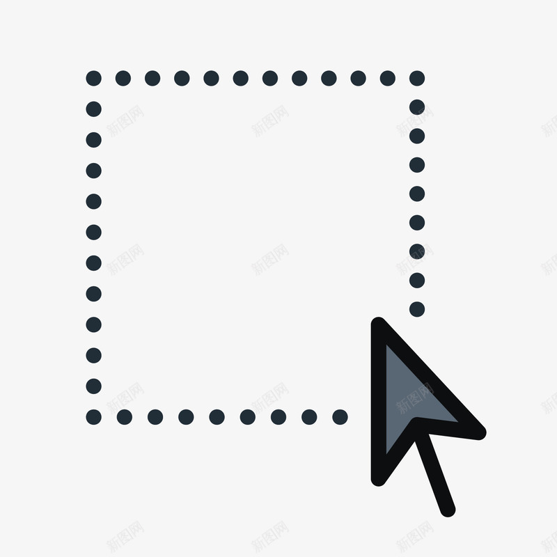 灰色虚线方框点击按钮图标png_新图网 https://ixintu.com 几何 卡通图标 扁平化 灰色 点击 箭头 虚线 边框