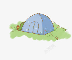 水彩手绘户外帐篷素材