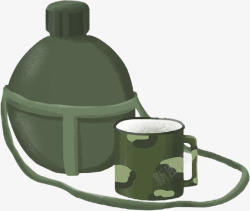军用水壶手绘解放军水壶高清图片