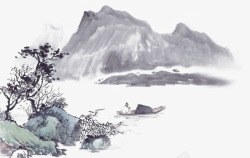 黑白树木中国风水墨高清图片