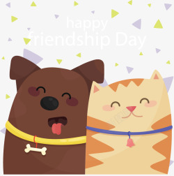 扁平化友谊日猫咪和狗友谊日快乐矢量图高清图片