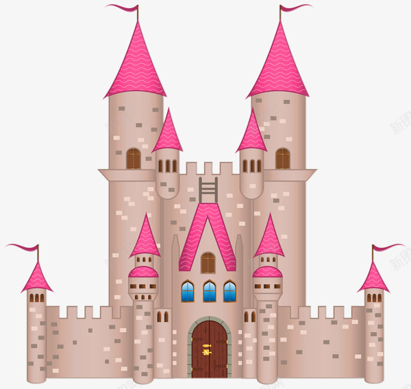 卡通粉色城堡png免抠素材_新图网 https://ixintu.com 卡通 城堡 房子 粉色