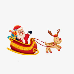 圣诞老人乘雪橇车素材