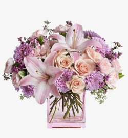 粉紫色玫瑰花朵花束高清图片