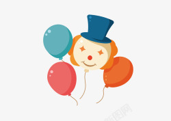 可爱小丑可爱卡通愚人节小丑气球元素矢量图高清图片