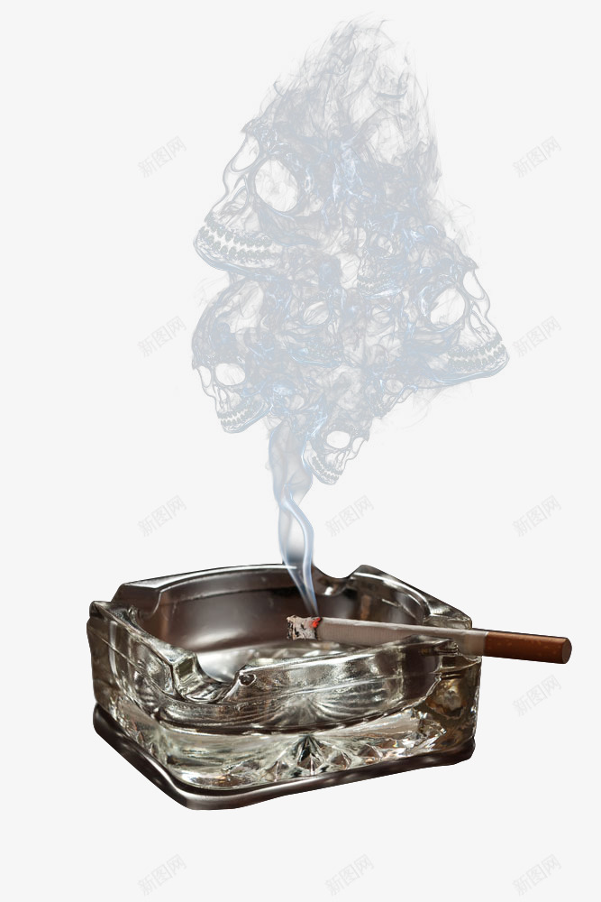 三个创意骷髅烟圈png免抠素材_新图网 https://ixintu.com 创意 烟圈 烟灰缸 香烟 骷髅 骷髅烟圈