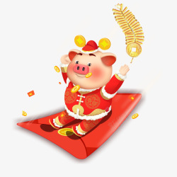 新年小猪猪年金猪红包过年喜庆元素高清图片