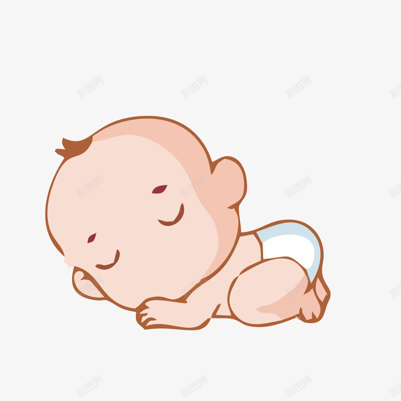 熟睡卡通婴儿手绘png免抠素材_新图网 https://ixintu.com 卡通 婴儿 熟睡