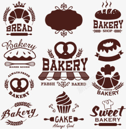 复古LOGO设计烘焙面包西饼食物图标高清图片