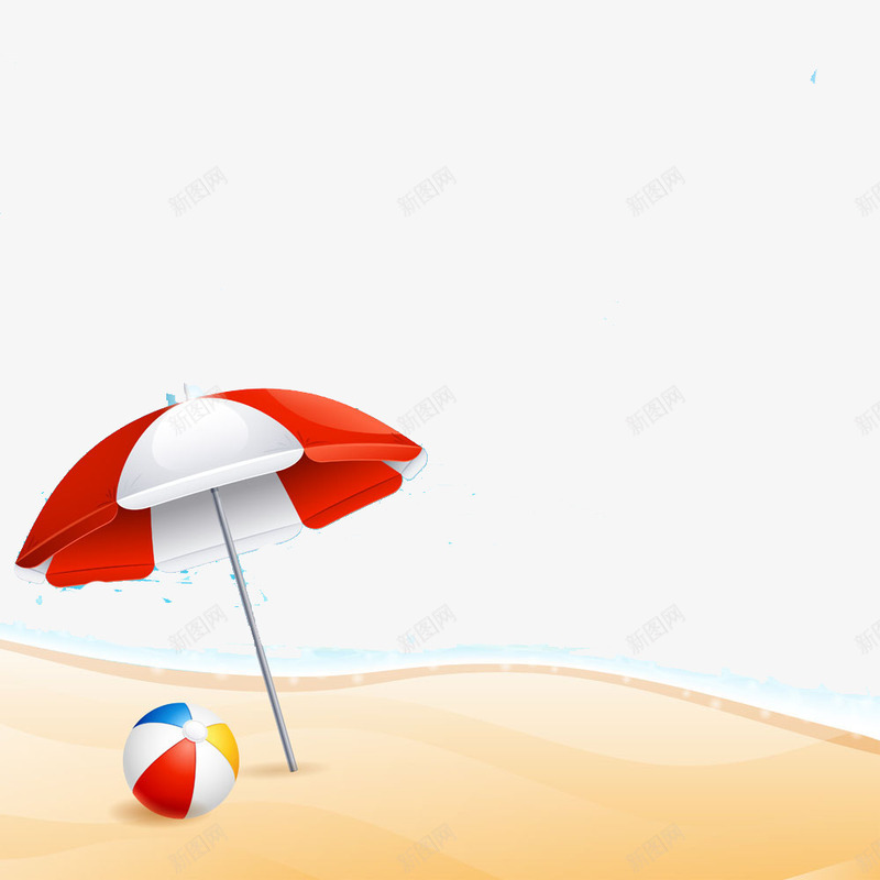 沙滩伞皮球png免抠素材_新图网 https://ixintu.com 沙子 沙滩 海边 黄色的