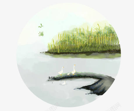 小满节气插画水墨插图图标图标