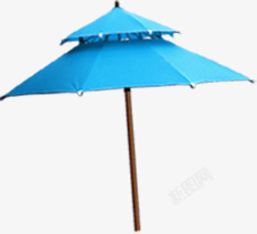 沙滩海报蓝色太阳伞素材