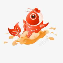 红鱼装饰卡通跃起的红鱼高清图片