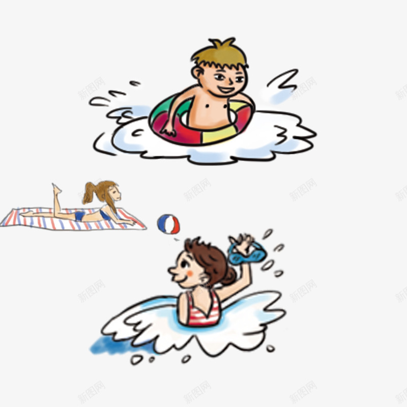 海边沙滩上玩耍的小孩png免抠素材_新图网 https://ixintu.com 小孩 手绘 沙滩美女 海洋小动物 海滨浴场 漫画