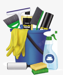 手套清洁剂清洁剂和清洁工具矢量图高清图片