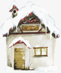 手绘圣诞节雪中房屋素材