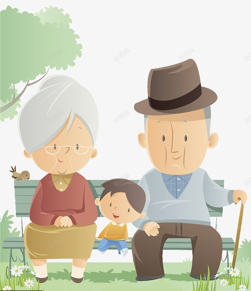 公园坐在木椅上的老人与孩子png免抠素材_新图网 https://ixintu.com 公园 坐在木椅上 奶奶 子孙欢聚 孩子 爷爷 老人与孩子 老人和孩子