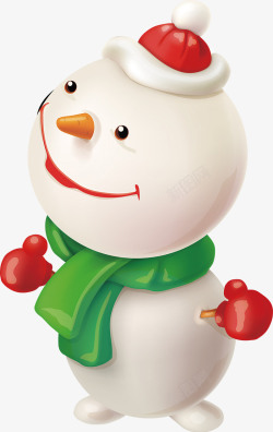 戴帽子的小雪人可爱卡通小雪人圣诞节高清图片