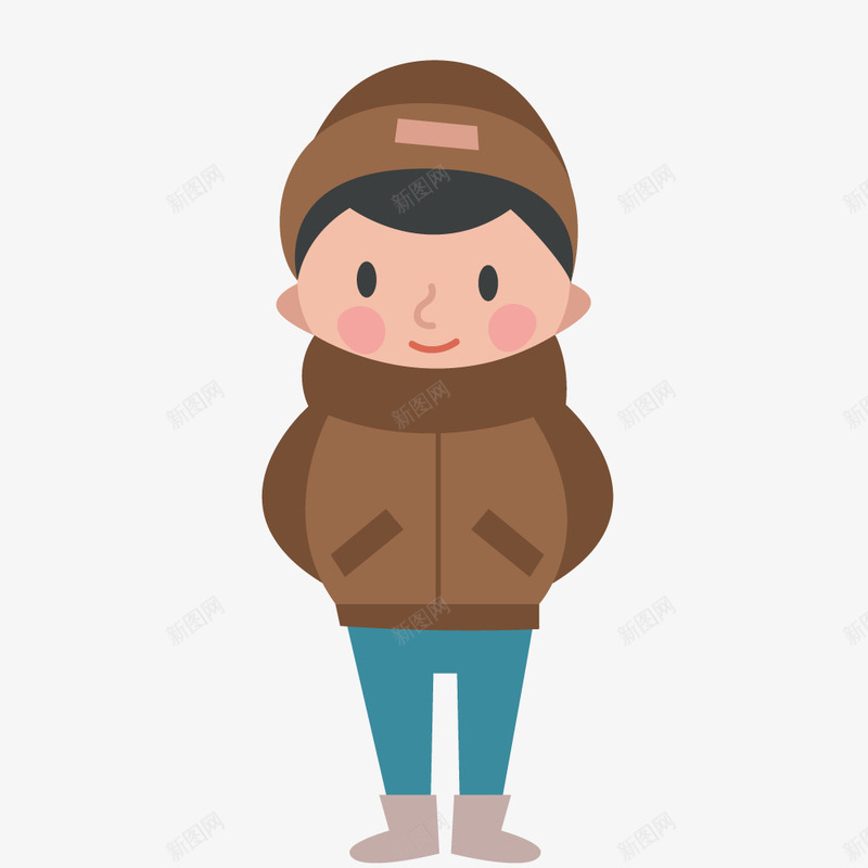 穿棕色衣服的男孩png免抠素材_新图网 https://ixintu.com png图形 冬季 棉衣 棉衣卡通 男孩 装饰