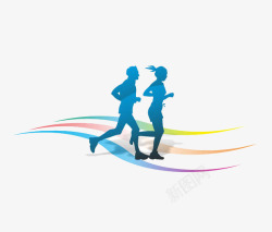 跑步比赛专用在跑道上跑步的男女高清图片