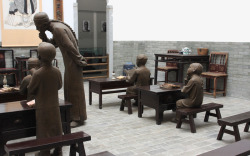 中国古代雕塑古代私塾教学雕塑高清图片