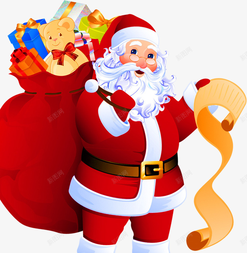 读清单的圣诞老人png免抠素材_新图网 https://ixintu.com 圣诞老人 圣诞节 清单 背包袱的圣诞老人 读
