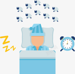失眠的人定闹钟睡觉的人海报矢量图高清图片