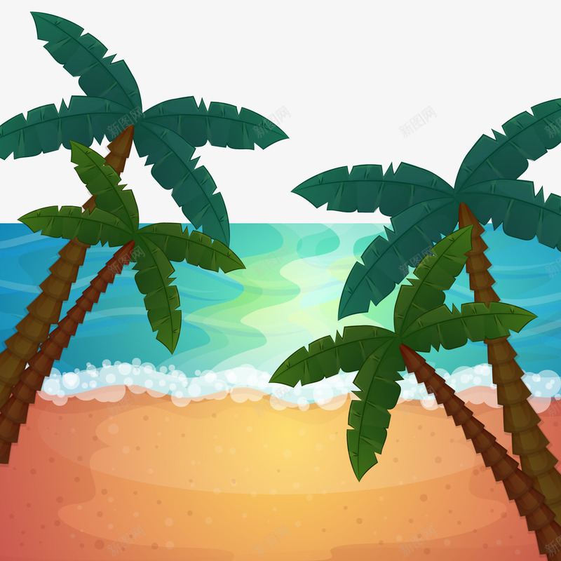 创意沙滩椰林和大海风景png免抠素材_新图网 https://ixintu.com 创意沙滩 夏季植物 夏季沙滩 植物 椰子树 绿色