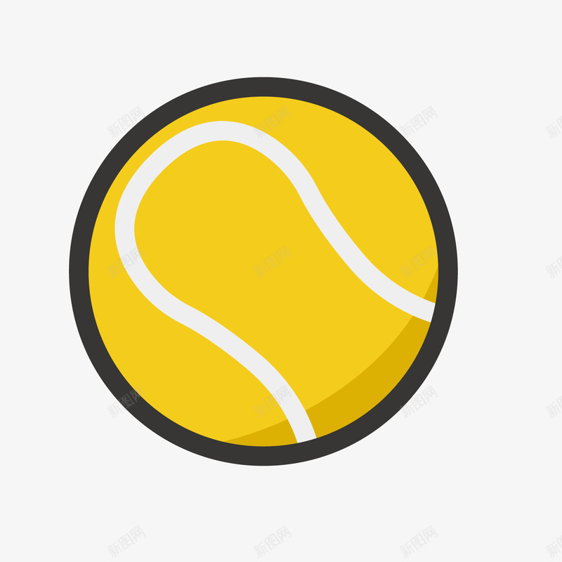 黄色网球矢量图ai免抠素材_新图网 https://ixintu.com 体育 光泽 圆形 球体 线稿 网球 运动 黄色 矢量图