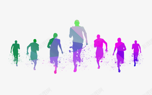 紫色清新奔跑人影装饰图案图标图标