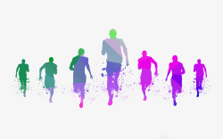 人影紫色紫色清新奔跑人影装饰图案图标高清图片