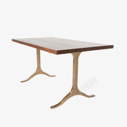 棕金色餐桌书桌实木桌子高清图片