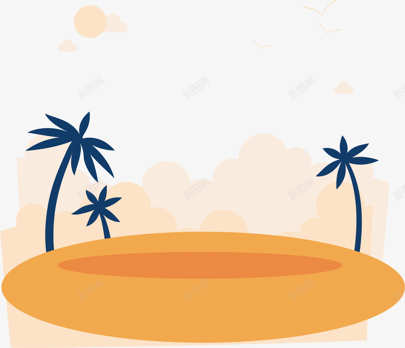 沙滩椰树图矢量图ai免抠素材_新图网 https://ixintu.com 卡通 叶子 叶片 椰子树 沙滩 绿叶 绿色 矢量图