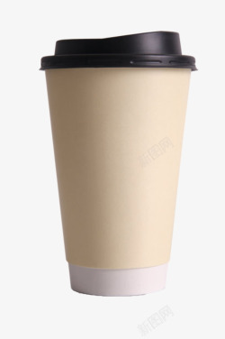 外带咖啡实物灰色纸杯黑色盖子奶茶高清图片