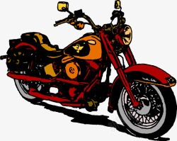 手绘红色高档摩托车插画矢量图素材