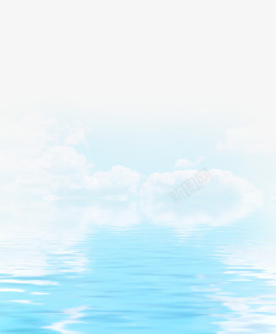 大海手绘摄影手绘蓝色大海白色云朵高清图片