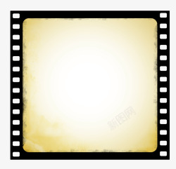 泛黄相框背景图片手绘黑色电影胶片边框高清图片