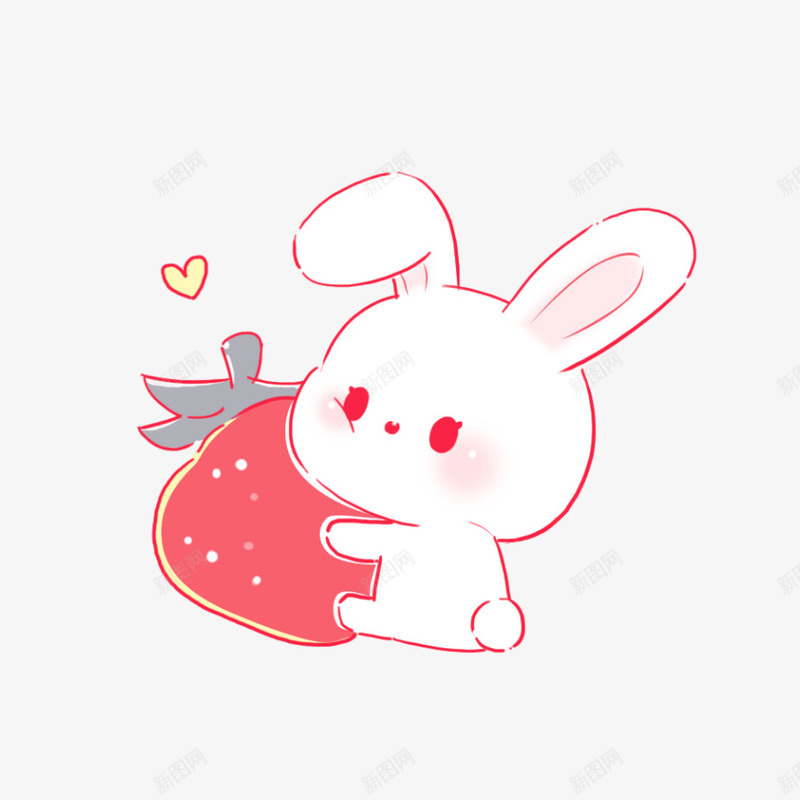 小白兔草莓png免抠素材_新图网 https://ixintu.com 动物 小白兔 素材 草莓