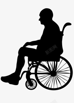 老人坐轮椅图片坐轮椅老人剪影高清图片