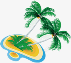 海边沙滩海边卡通手绘椰子树高清图片