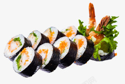 美食菜叶大虾寿司高清图片