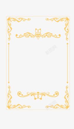 婚礼邀请函图案黄色欧式花藤边框矢量图高清图片