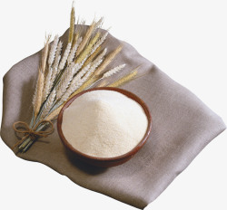 棉麻老粗布实物麦穗一碗面粉高清图片