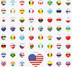 2个不同的爱心爱心世界国旗高清图片