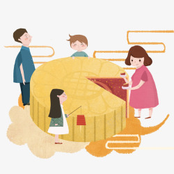 中秋大月饼插画素材