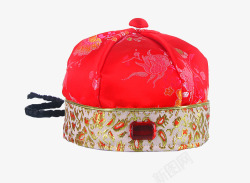 清朝帽子清朝末年中式红色地主帽子高清图片