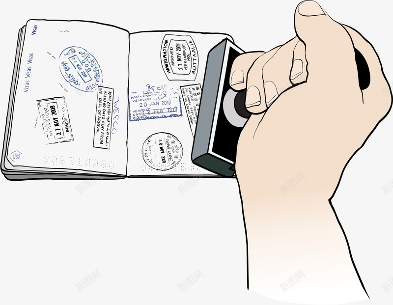 出国签证印章png免抠素材_新图网 https://ixintu.com 出国 印章 手 签证